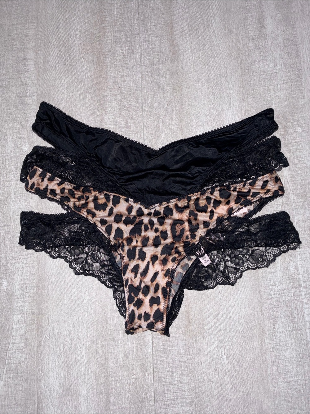 Victoria’s Secret Rose Lace Trim Cut Out Cheeky Panty Bundle Medium